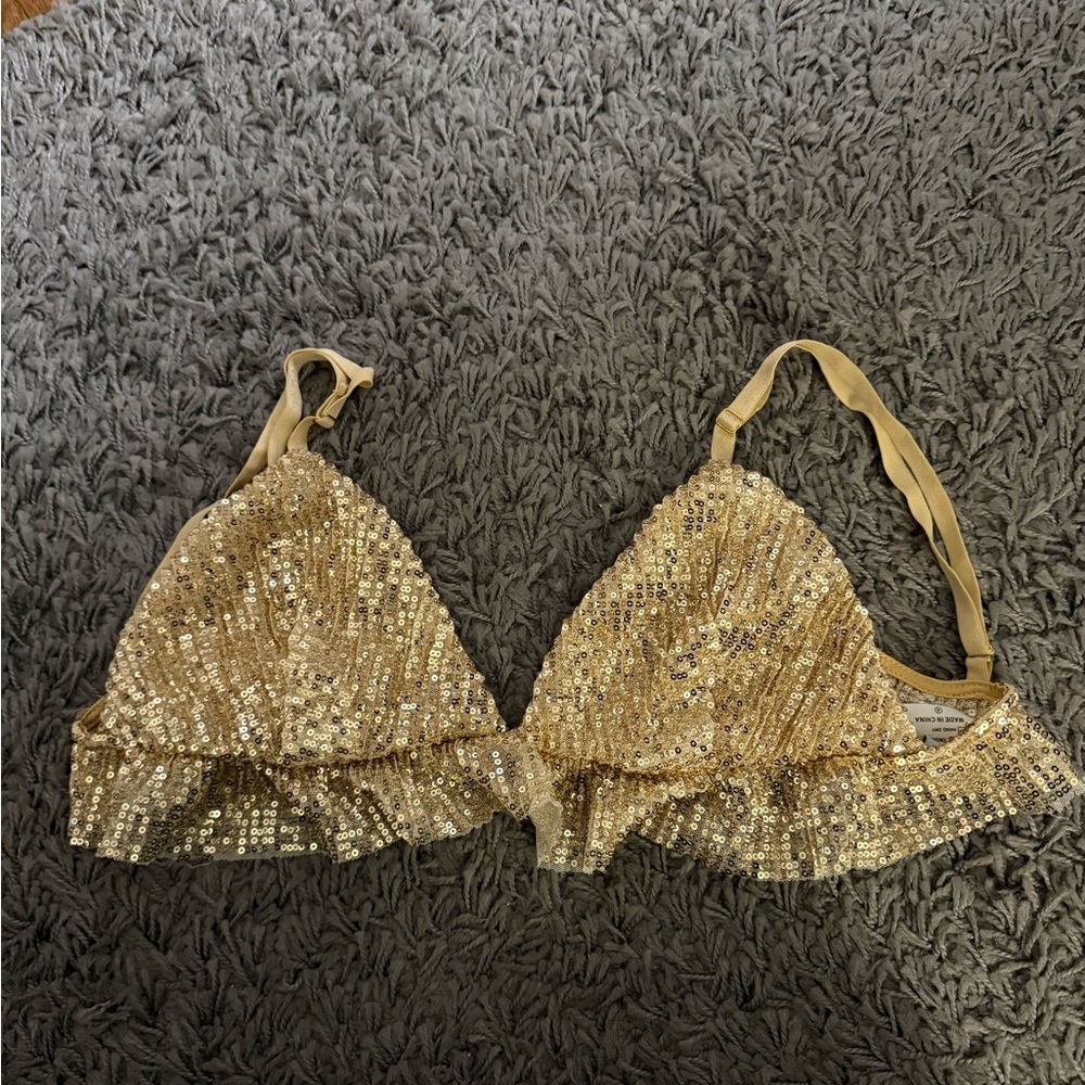 Gold Sequin Triangle Bralette